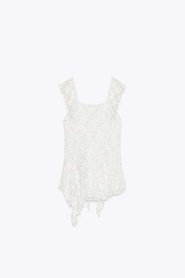 HAUT À VOLANTS EN DENTELLE - Blanc de Zara - Image 5