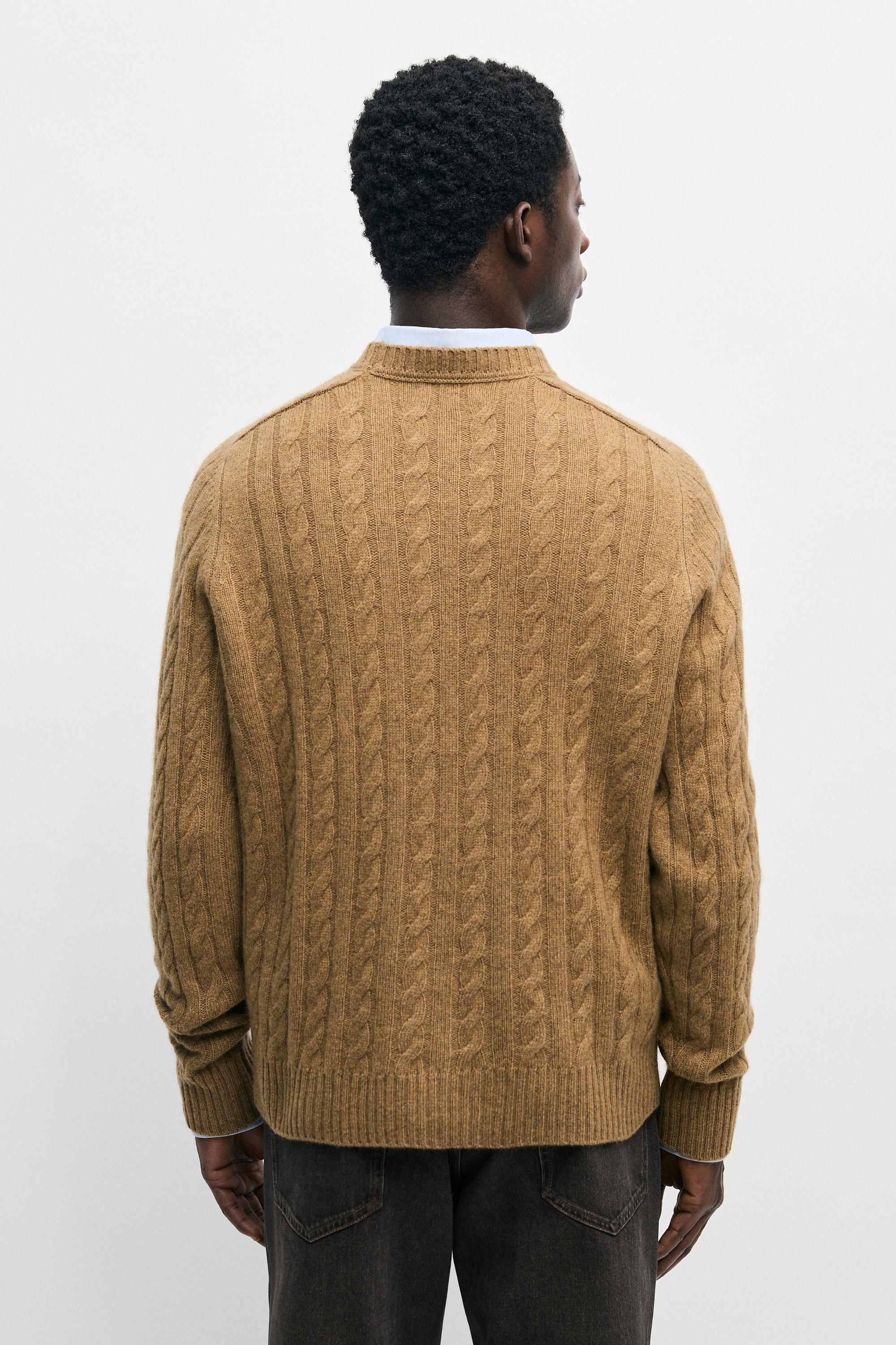 Cable knit wool blend sweater