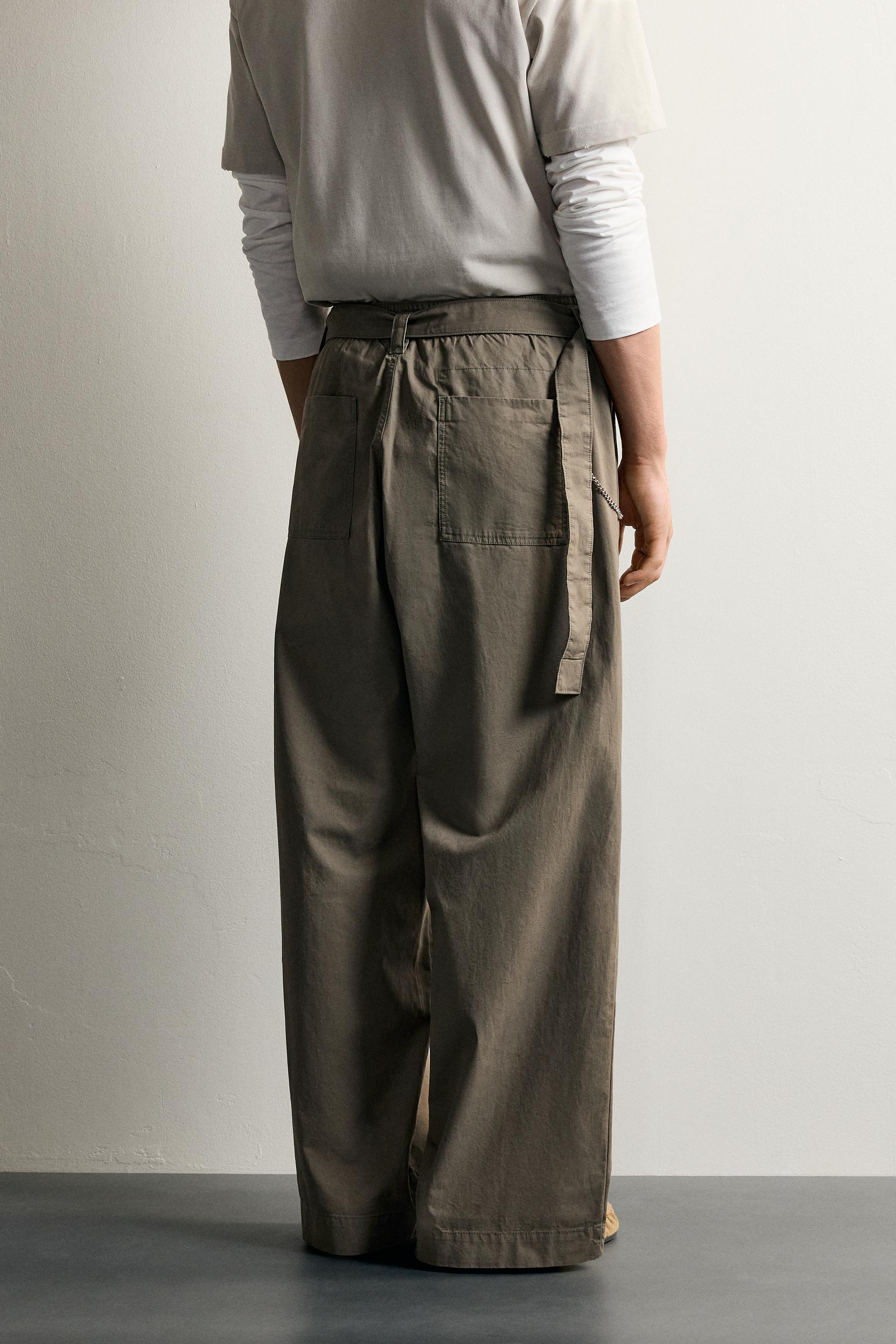 Zara KEMERLİ RELAXED FIT PANTOLON görsel 3