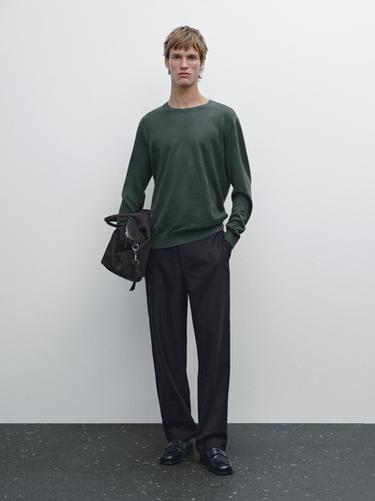 Zara Lightweight 100% linen knit sweater - Bottle green - Image 0