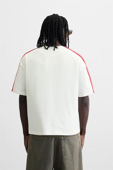FLAG EMBROIDERY T-SHIRT - Oyster-white by Zara - Image 2