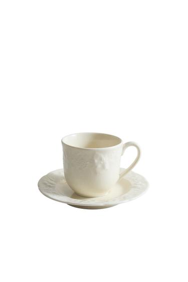 GRAPE PORCELAIN COFFEE CUP AND SAUCER - Cream by Zara