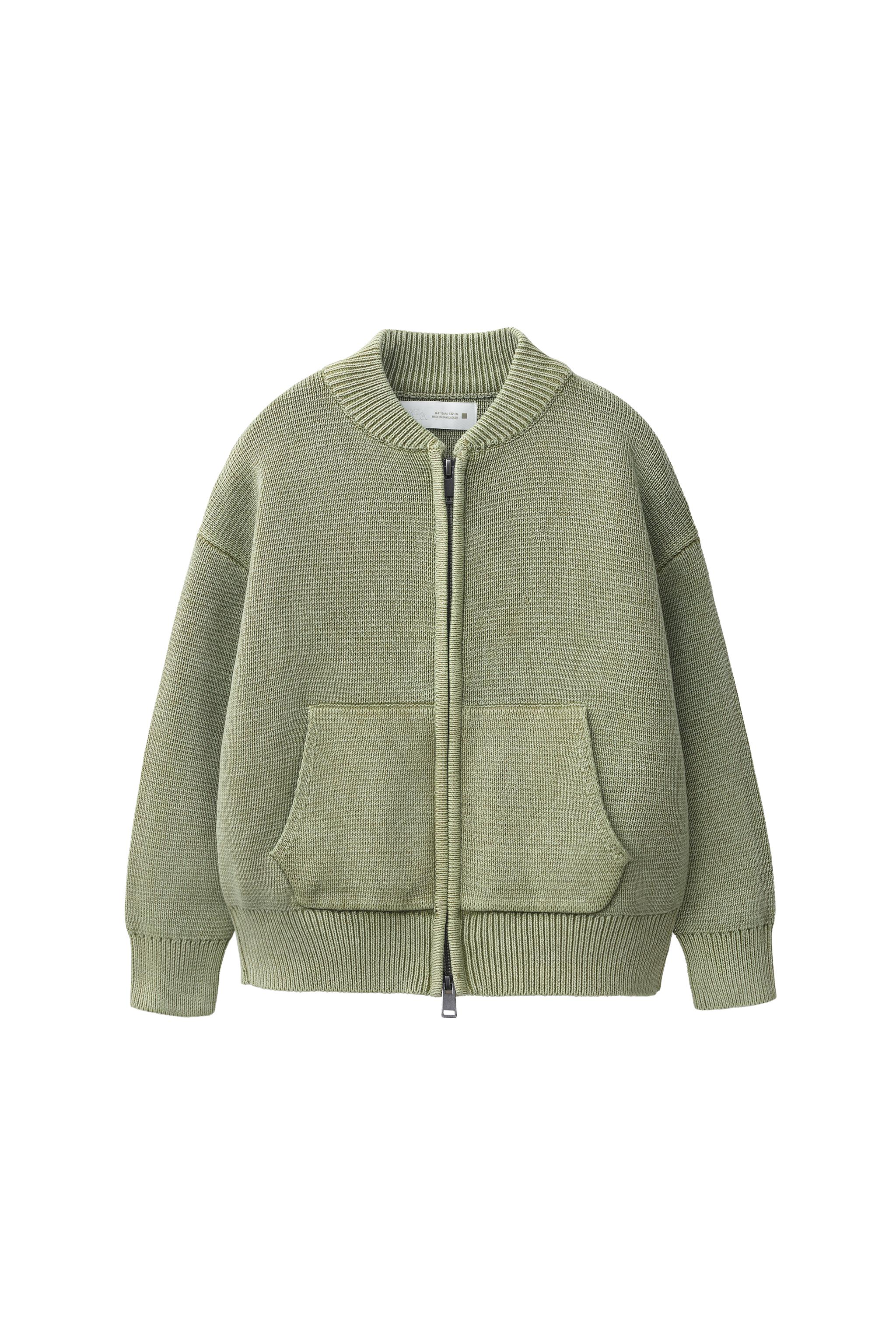 ACID WASH KNIT CARDIGAN - Washed green | ZARA United States