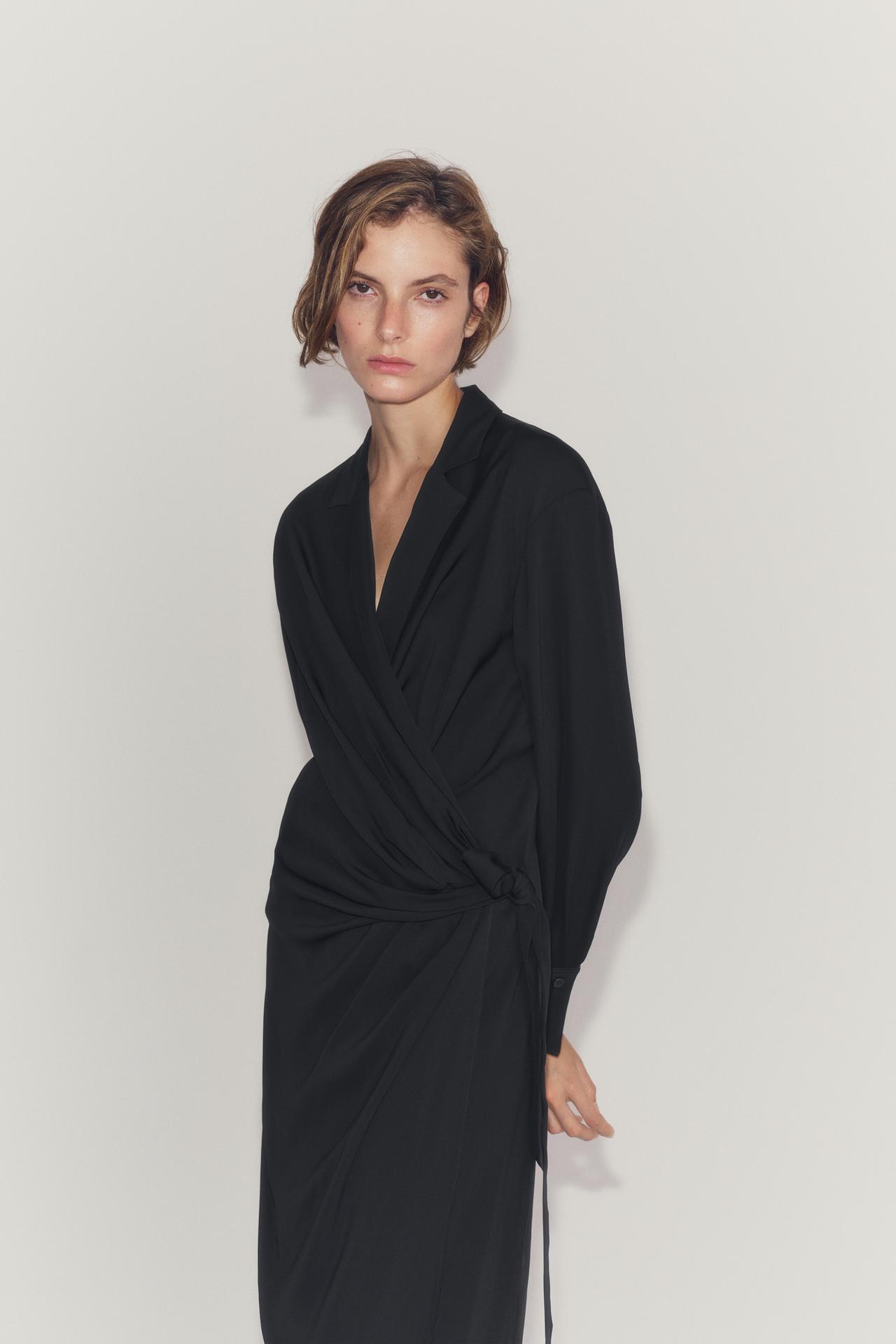 ZW COLLECTION SATIN KNOT DRESS — Black