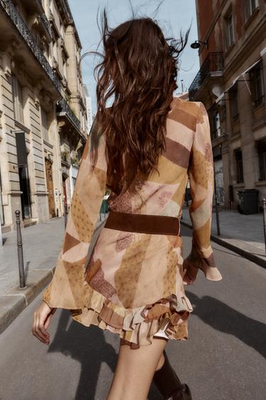 MINI PATCHWORK PRINT DRESS WITH BELT - Multicoloured by Zara - Image 4