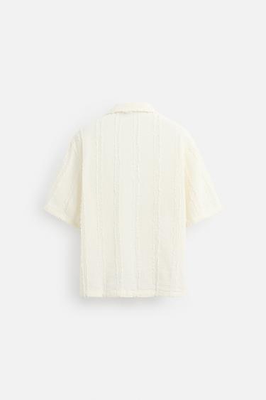 CHEMISE JACQUARD DÉFOUTÉE - Écru clair de Zara - Image 7