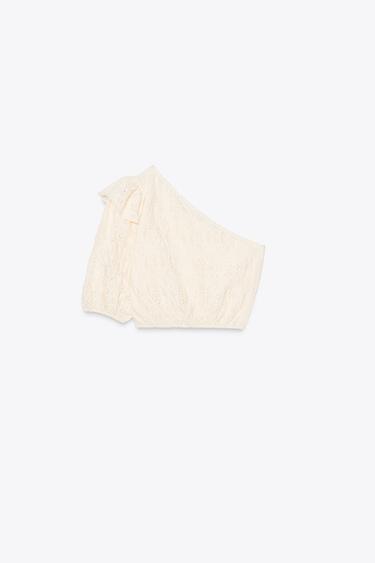 ASYMMETRIC EMBROIDERED TOP - Ecru by Zara - Image 4