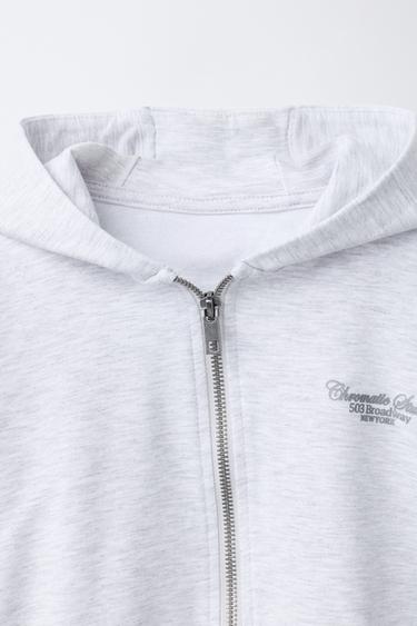 SWEAT À CAPUCHE TEXRO EN RELIEF - Gris chiné de Zara - Image 2