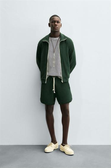 TOWELLING SHORTS - Bottle green by Zara