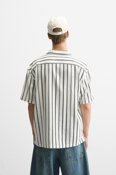 STRIPED TEXTURED SHIRT - White by Zara - Image 2