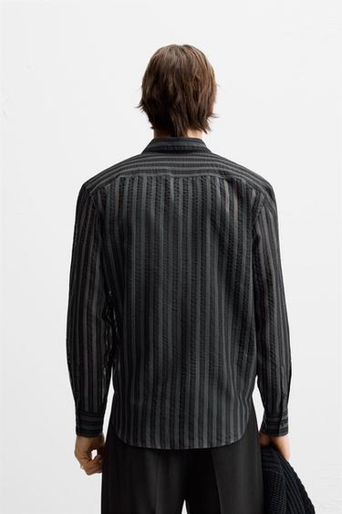 STRIPED SEMI-SHEER SHIRT - Black by Zara - Image 2