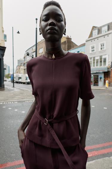 ATASAN SABUK LENGAN PENDEK - Aubergine dari Zara