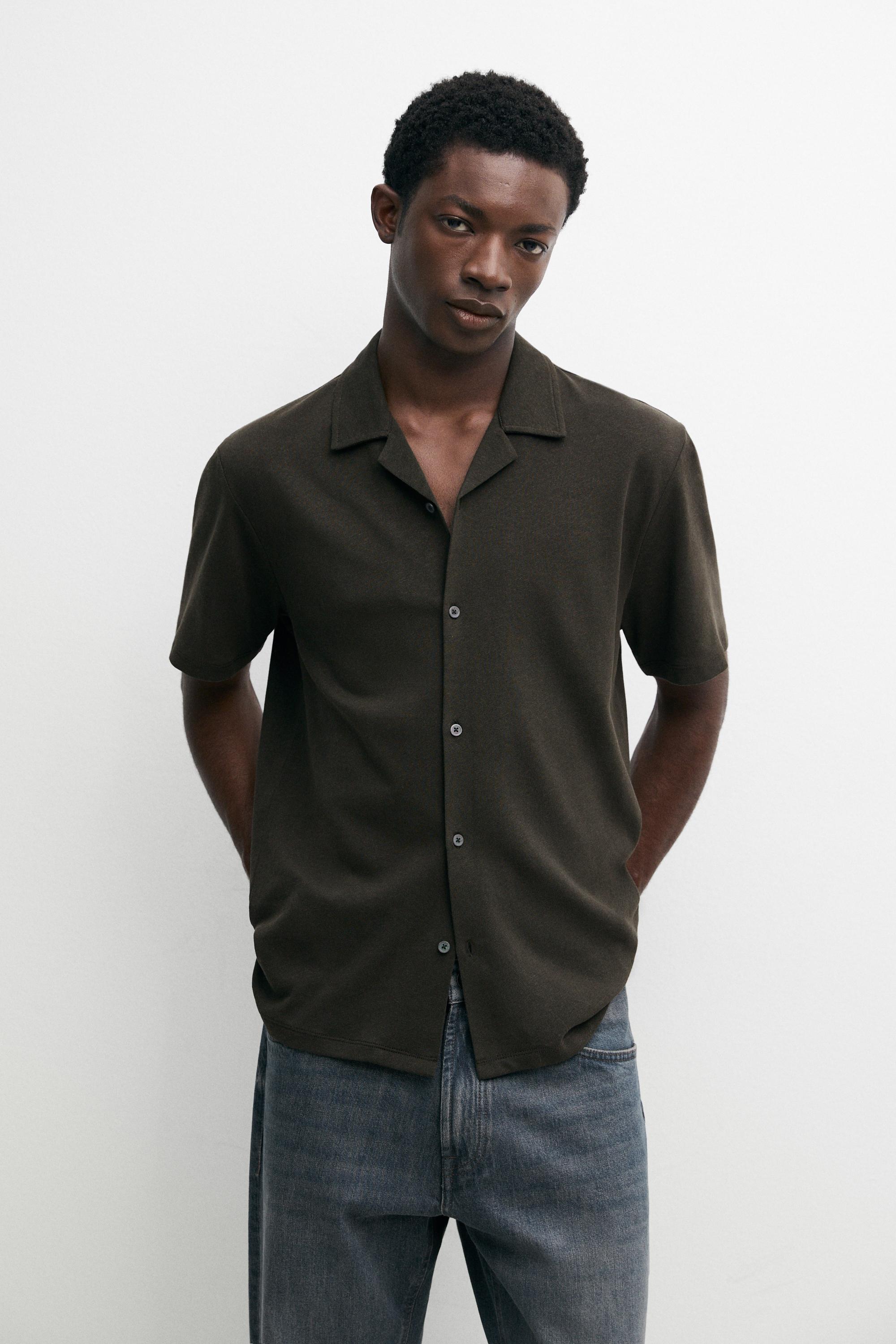 Chemise manches courtes lin coton