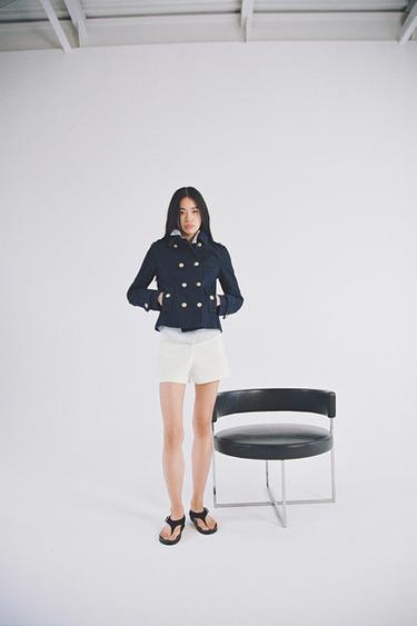 HIGH-WAIST BERMUDA SHORTS - White by Zara