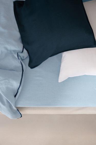 LINEN FITTED SHEET | 30 CM HIGH - Blue by Zara - Image 4