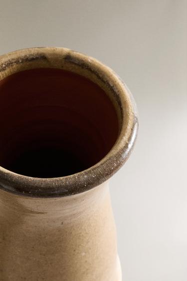 CYLINDRICAL TERRACOTTA VASE - Brown / Taupe by Zara - Image 2