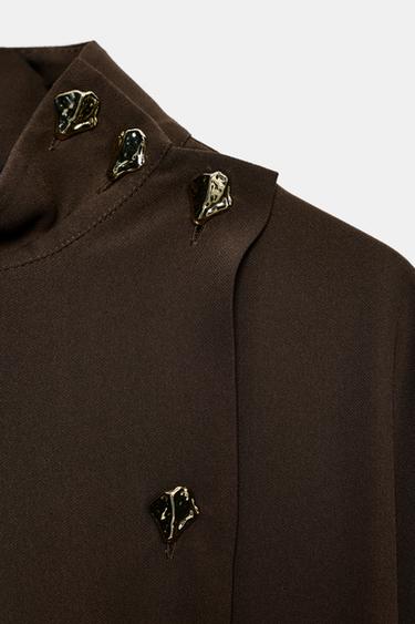ROBE MI-LONGUE AVEC CEINTURE - Marron de Zara - Image 8