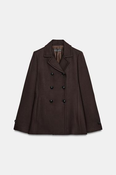 CASACO CURTO CRUZADO - Marrom da Zara - Imagem 0