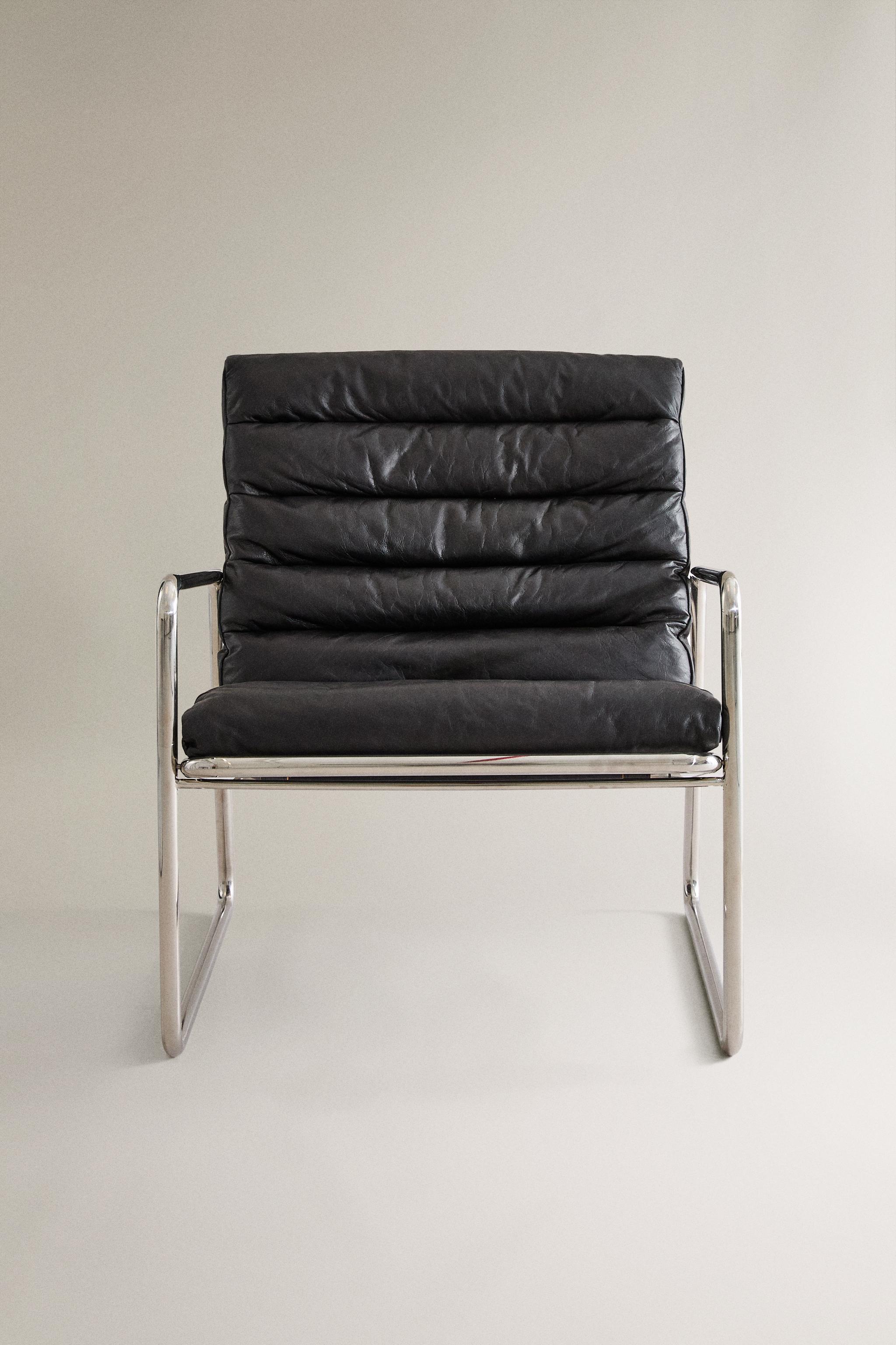 METAL AND LEATHER ARMCHAIR