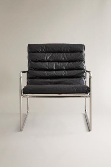 BUTACA METAL Y PIEL - Negro de Zara - Imagen 0