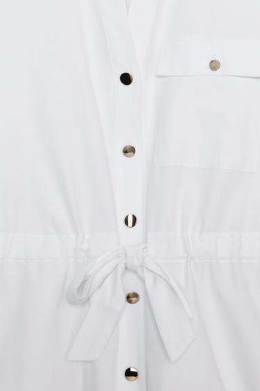 POPLIN SAFARI SHIRT - White by Zara - Image 5
