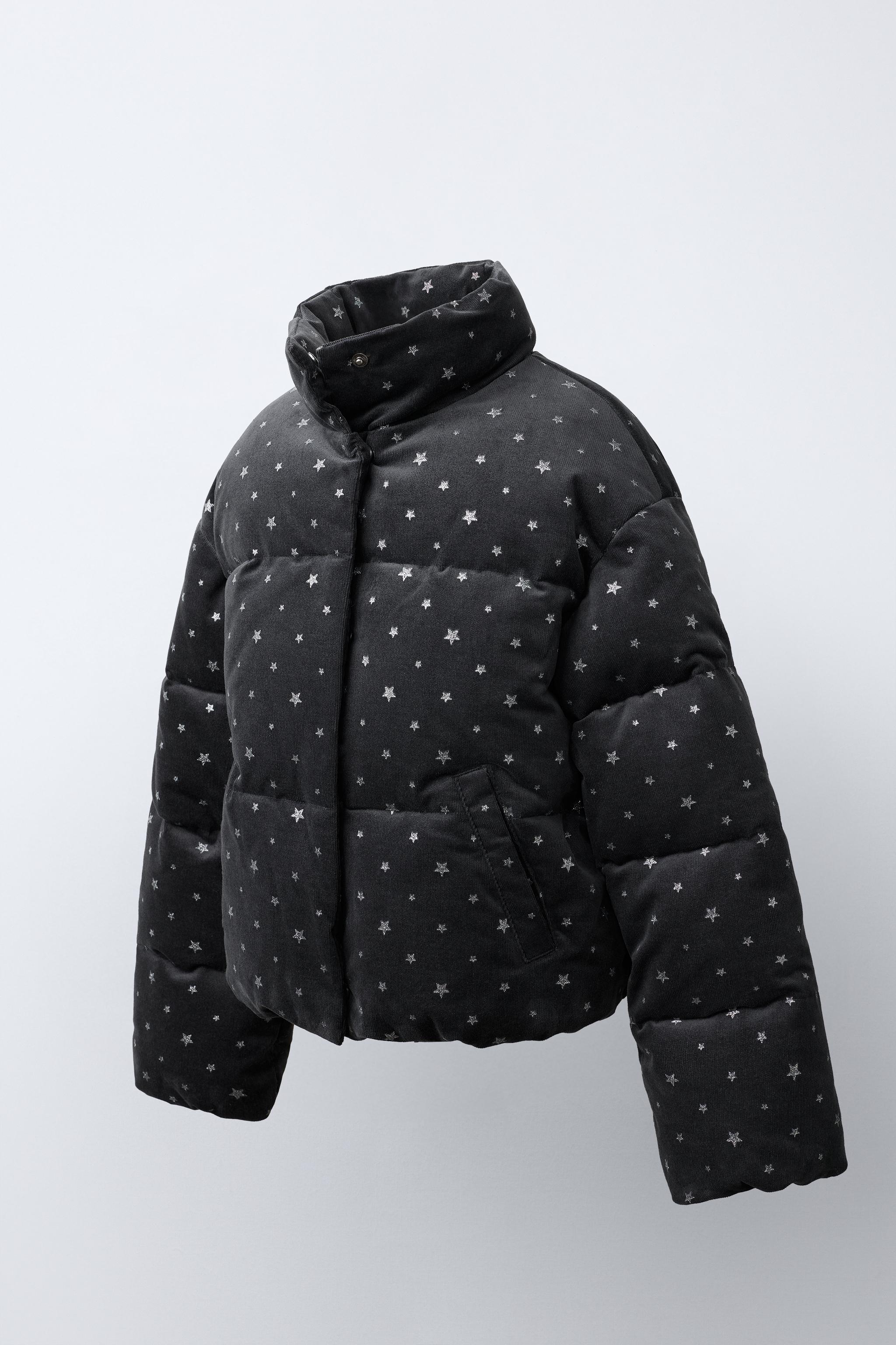 STAR PRINT MICRO-CORDUROY QUILTED JACKET - Anthracite grey | ZARA