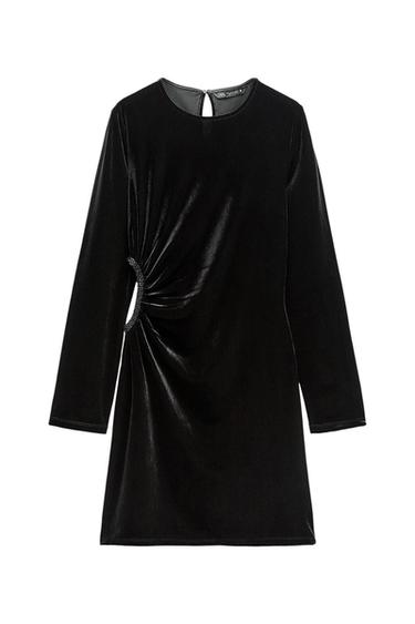 VELVET MINI DRESS WITH SIDE CUT-OUT DETAIL