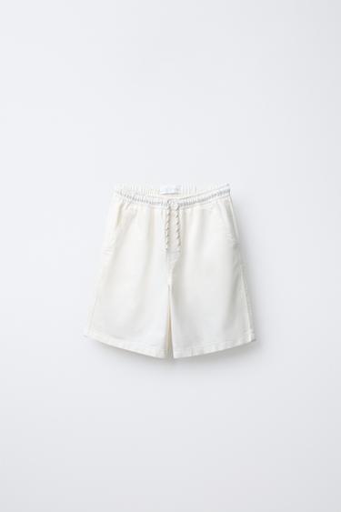 STRAIGHT FLOWING TWILL BERMUDA SHORTS - Ecru by Zara - Image 0