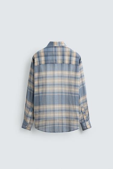CHEMISE RELAXED FIT À CARREAUX - Gris / Bleu de Zara - Image 7