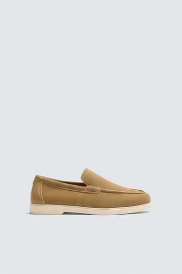 Zara CASUAL LEATHER LOAFERS - Beige