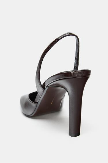 LEATHER SLINGBACK SHOES - Brown by Zara - Image 5