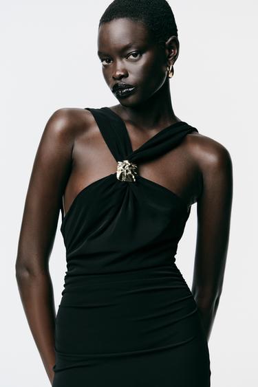 CROSSOVER DRESS WITH DETAIL - Black by Zara - Image 2