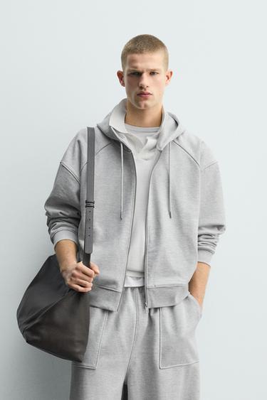 SUDADERA BOXY FIT CREMALLERA CAPUCHA - Gris vigoré de Zara