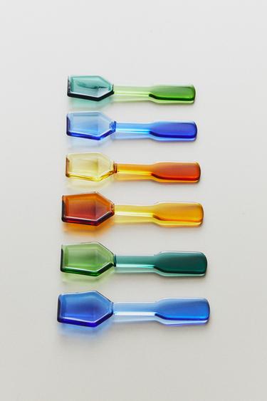 LOT DE 6 CUILLÈRES À GLACE EN BOROSILICATE MULTICOLORE - Divers de Zara