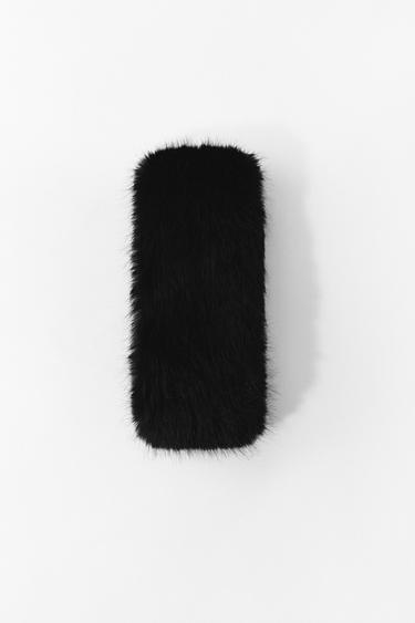 Zara FAUX FUR HEADBAND TURBAN - Black