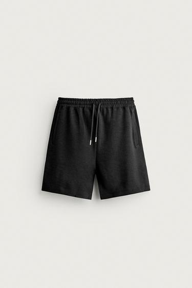 INTERLOCK RELAXED FIT JOGGER BERMUDA SHORTS - Black by Zara