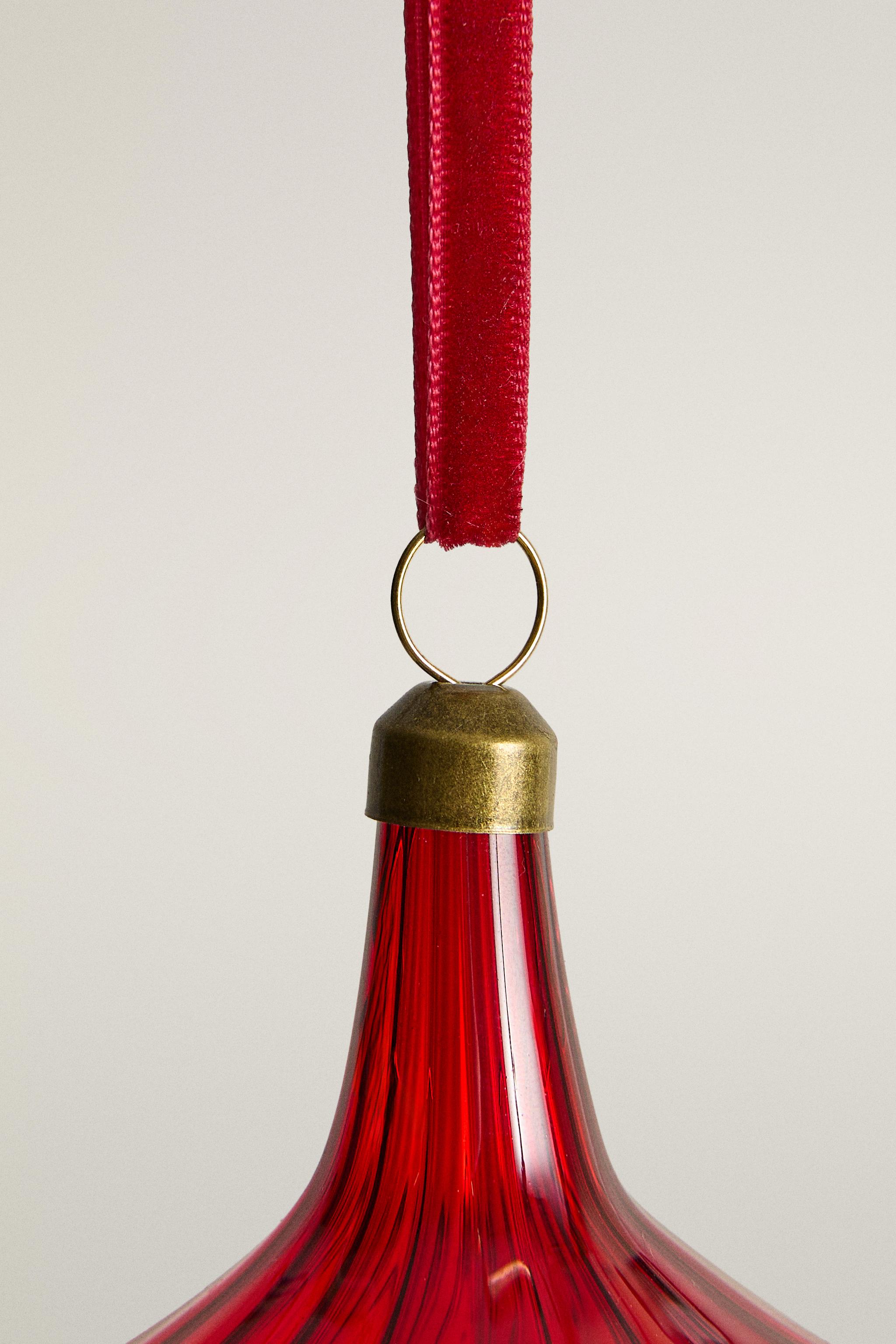 GLASS SPINNING TOP CHRISTMAS TREE DECORATION