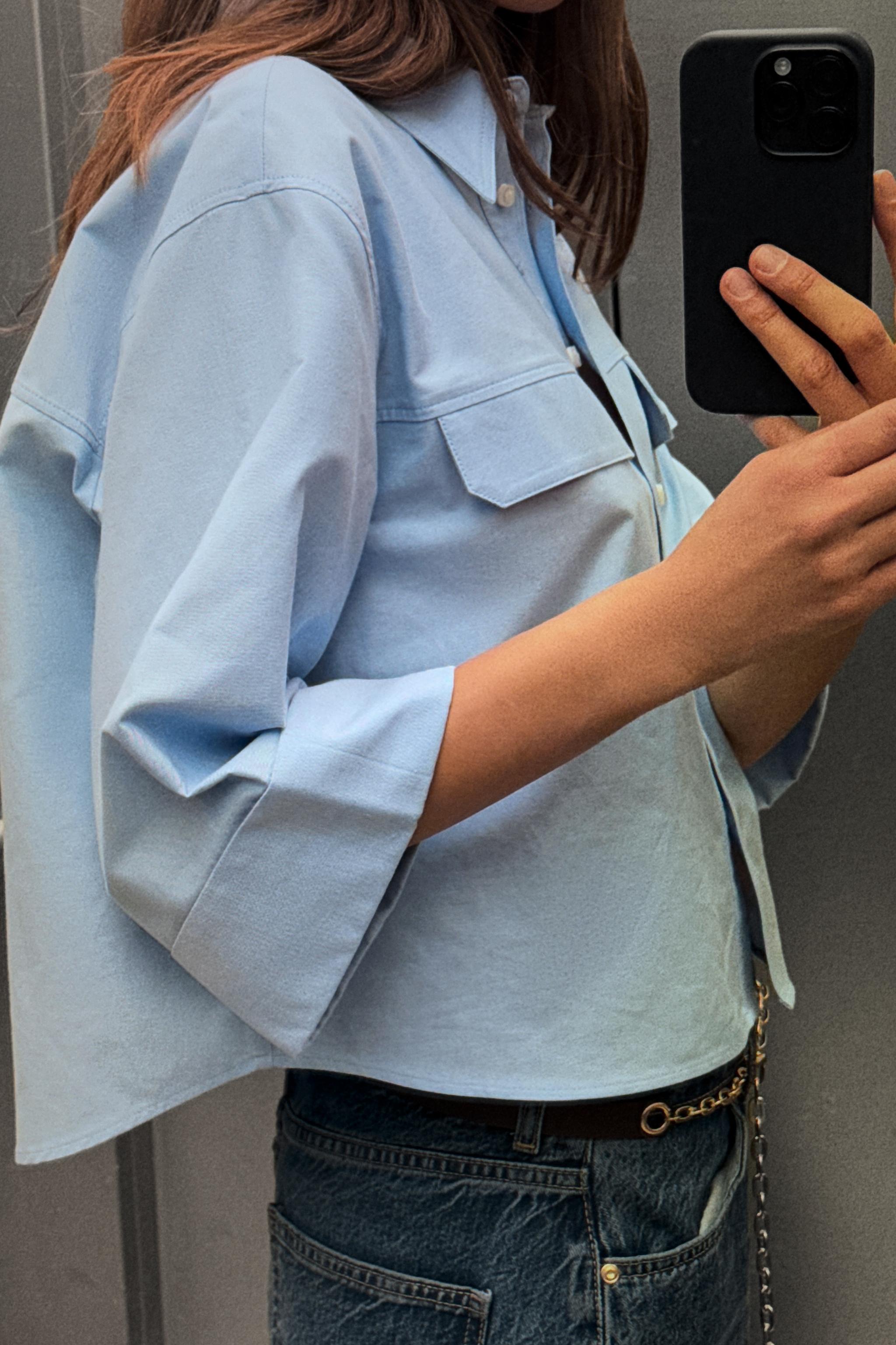 オックスフォードショートスリーブシャツ - ホワイト | ZARA オックスフォードショートスリーブシャツ - ホワイト | ZARA