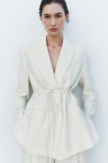 ZW COLLECTION LINEN BLEND BLAZER - Ecru by Zara