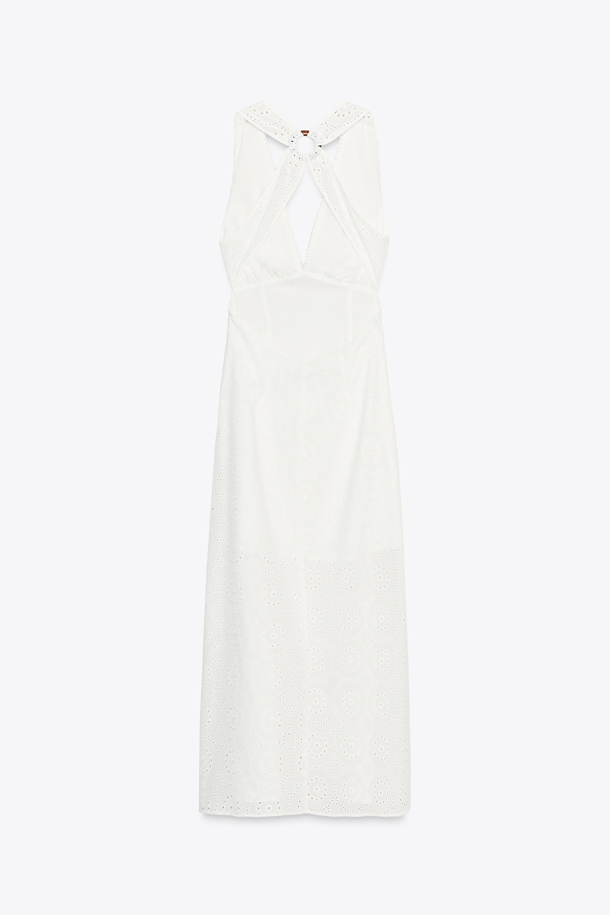 EMBROIDERED MIDI DRESS - White | ZARA South Africa