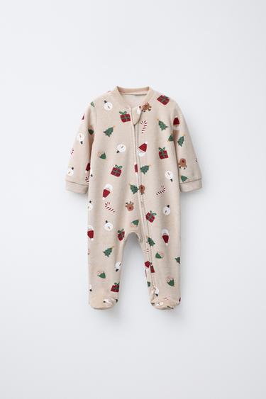 GANZER VELOURS-PYJAMA WEIHNACHTSMANN - grau-beige von Zara - Bild 0