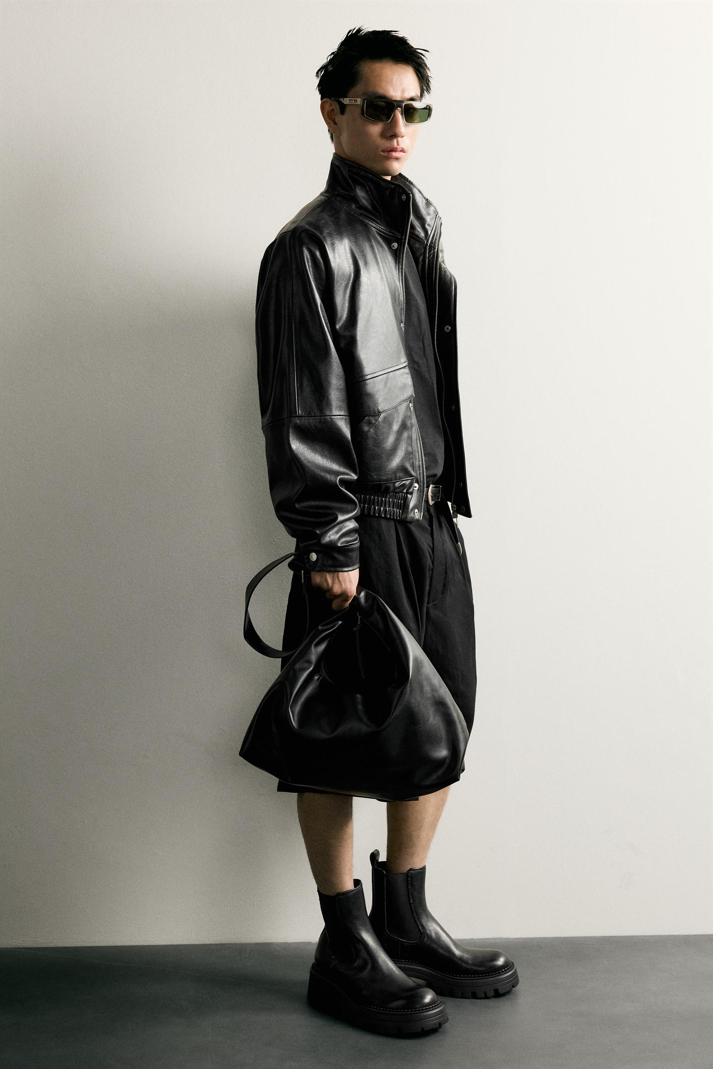 Мужская сумка Zara Asymmetrical Shoulder, цвет: Чёрный — фото 1
