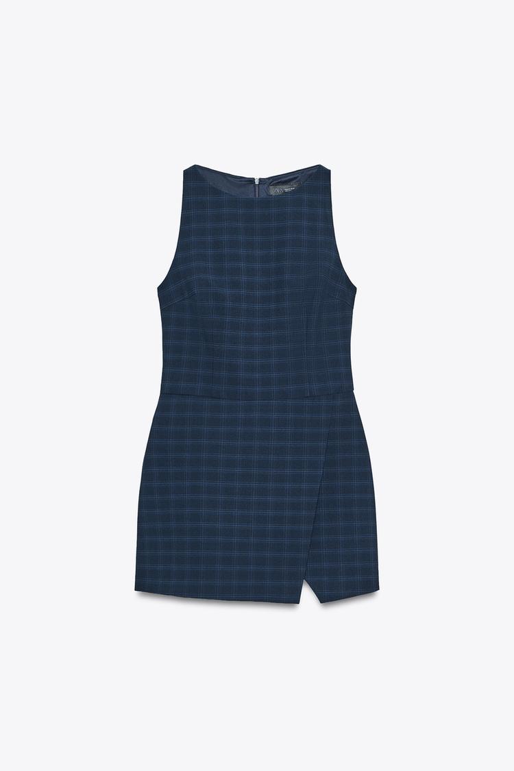 MONO CORTO CUADROS Azul ZARA Chile