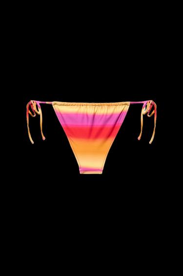 BAS DE BIKINI IMPRIMÉ RAYURES À NŒUDS - Rose de Zara