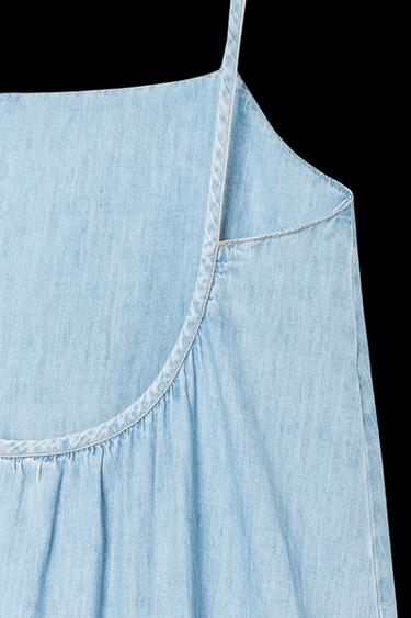 Zara TRF DENIM MIDI DRESS - Blue