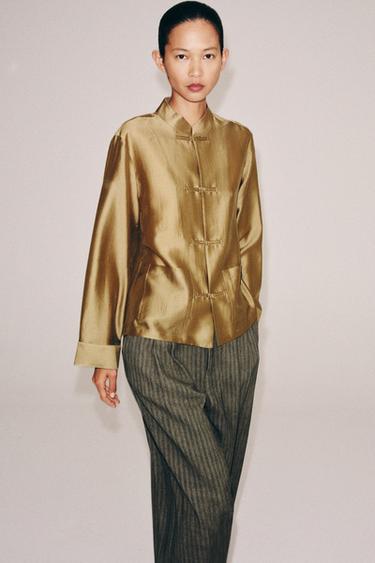 KËMISHË SATIN ME KOPSE ALAMAR ZW COLLECTION - Ngjyrë mustarde nga Zara
