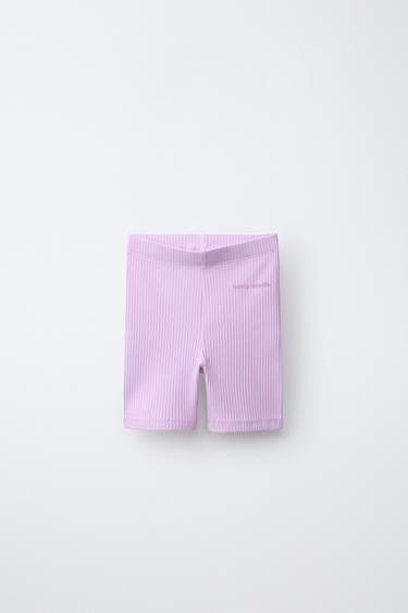 RADLER-LEGGINGS AUS RIPPENSTRICK MIT TEXTPRÄGUNG - Flieder von Zara