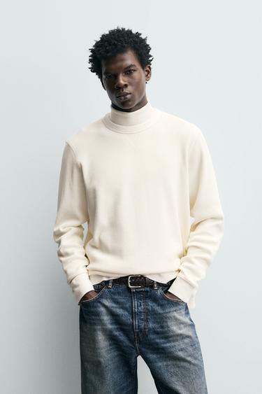 Zara 細格紋理 T 恤 - 裸色