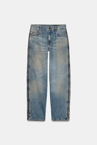 ZW COLLECTION MID-WAIST JEANS WITH ZIPS LIMITED EDITION - Blue by Zara