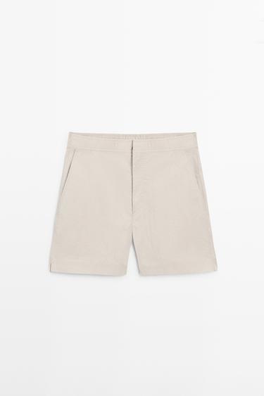 Zara Plain swimming trunks with waist detail - Sand